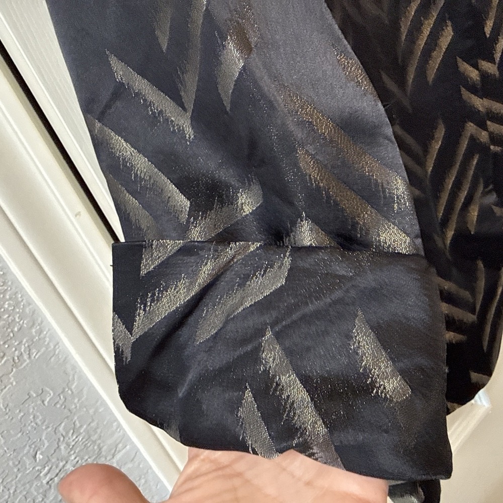 Vintage Achille Dattilo Blazer Jacket Black Gold Chevron Shoulder Pads Retro 6 - Picture 4 of 8